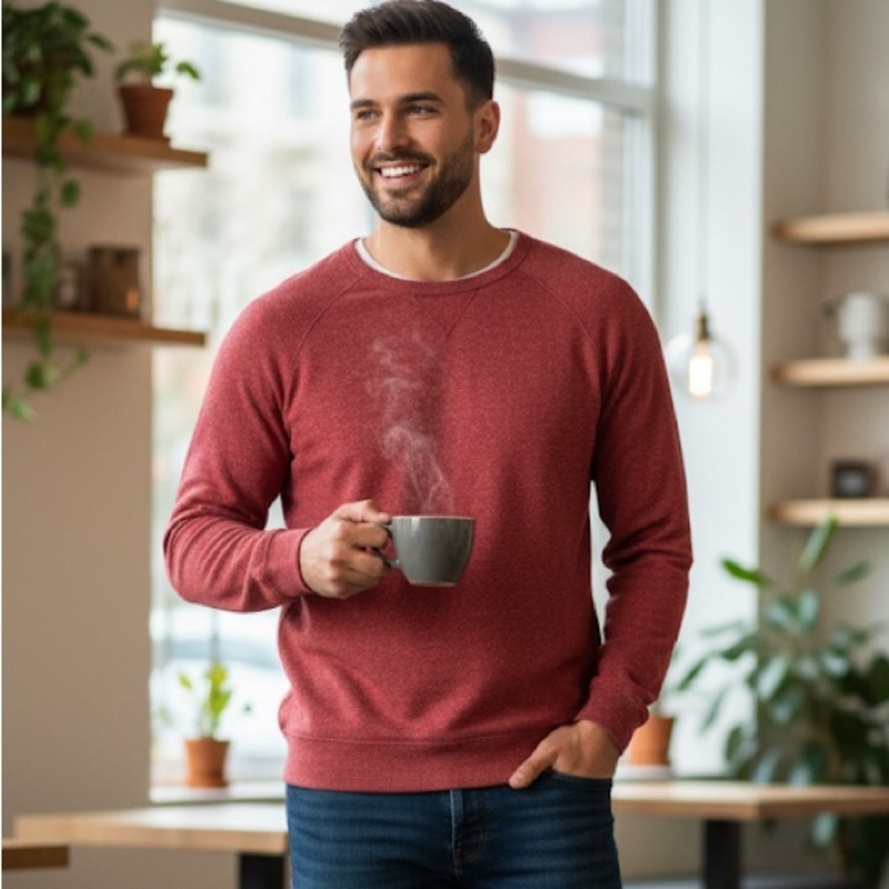 Buffalo David Bitton Men's Deep Red Crewneck Sweater
